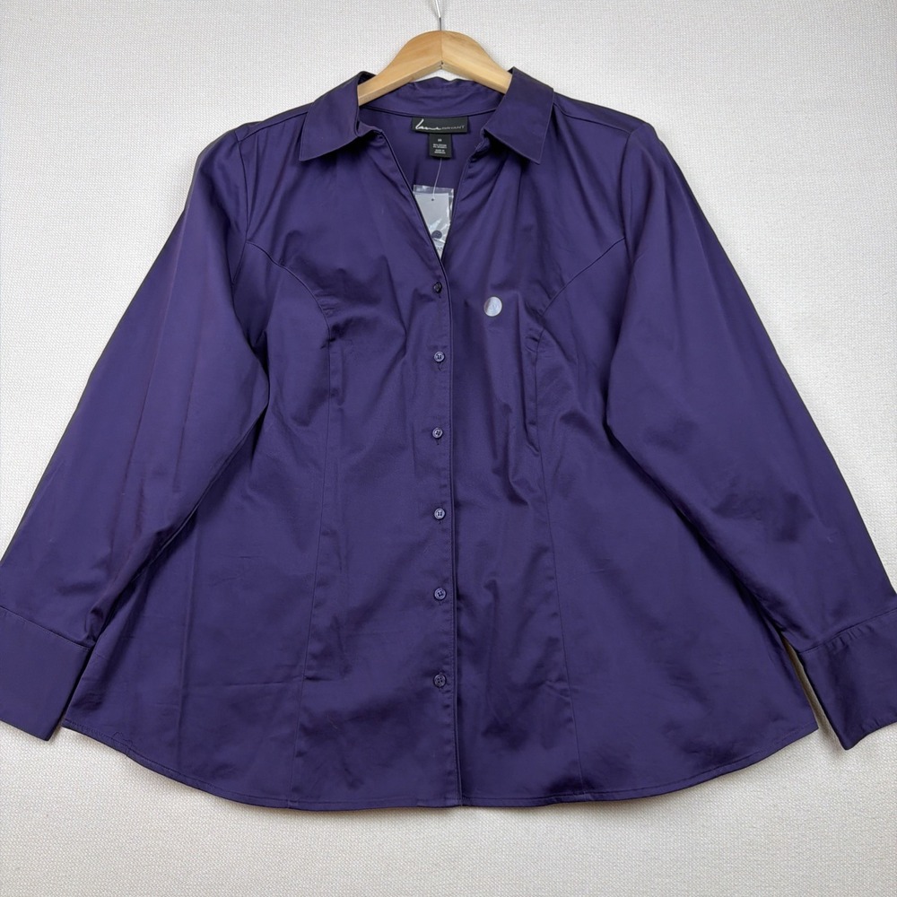 Lane Bryant Button Up Collared Shirt Blouse Size 20 Purple NWT Office Career New - Picture 1 of 15